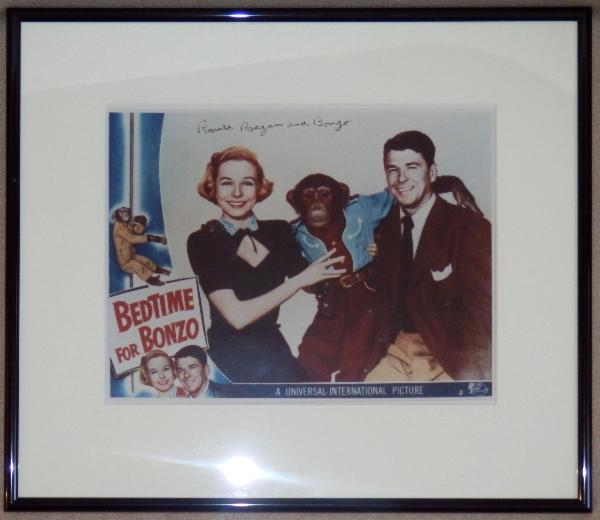 NEW ITEM Ronald Reagan signed Bedtime for Bonzo Color Photo of Lobby Card